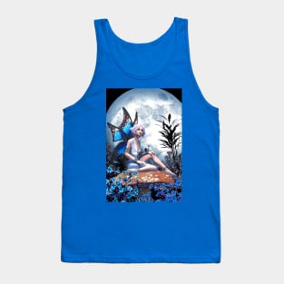 Fairy sitting on a mushroom under the moon Tank Top